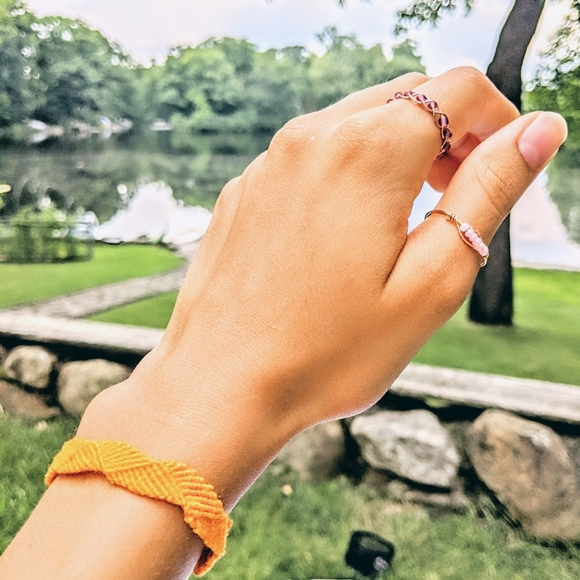 Braided Purple Frosted Bead Ring - Picture 4 of 6